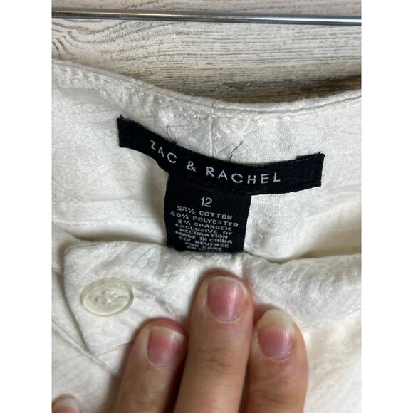 Zac & Rachel women's 12 slim crop white geometric pattern cotton new with tag0 - Picture 4 of 6